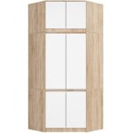 Armoire dangle avec surmeuble akord s100 ch�ne sonoma 100 cm 6 portes fa�ade blanche 100x50x235 cm