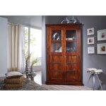Armoire dangle avec vitrine - bois massif dacacia laqué (nougat) - style colonial - oxford 410 Armoire dangle avec vitrine - bois massif dacacia laqué (nougat) - style colonial - oxford 410