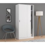 Dmora - armoire 2 portes lansing 100 x 50 x 200 cm blanche panneau effet bois