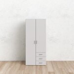 Dmora - armoire polyvalente prisca 2 portes 776 x 495 x 1754 cm blanche panneau effet bois Dmora - armoire polyvalente prisca 2 portes 776 x 495 x 1754 cm blanche panneau effet bois