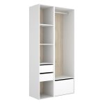 Armoire dressing ouverte avec fond r�versible 2 tiroirs 4 �tag�res et porte