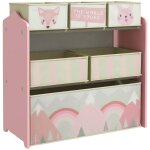 Armoire pour enfants avec 6 bo�tes � tissu motif joli 63x30x66 cm rose