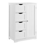 Armoire etagere commode de salle de bain meuble de rangement mdf laque 81 cm blanc