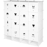 Armoire etag�res plastiques jeobest - 16 cubes modulables + 4 cubes chaussures - blanc