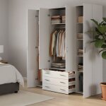 Armoire grande amoruccio dmora en bois m�lamin� blanc 49. 5x200. 4h cm