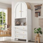 Buffet haute arche 70 x 35 x 180 cm avec 3 tiroirs et portes courb�es meuble de rangement buffet haut ...