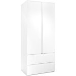 Armoire image 60a - 2 portes battantes - 2 tiroirs - blanc mat - l80 x h191 x p55 cm