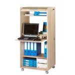 Armoire informatique mobile ch�ne 2 tiroirs 5 niches l 65. 2 h 139. 9 p 53. 1 cm - ch�ne naturel - l ...