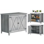 Armoire de jardin en bois - outsunny - avec �tag�res et double portes - 110 x 60 x 885 cm - gris clair ...