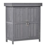 Armoire de jardin outsunny bois sapin �tanche rangement ext�rieur double porte 2 �tag�res gris 74x43x88cm ...