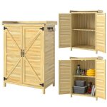 Armoire de jardin - outsunny - �tag�re et crochets plan de travail en m�tal galvanis� - bois - 715x39x95cm ...