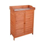 Armoire de jardin sur pied gardiun ally 75x40x94 cm bois de sapin trait peinture eco et plateau de travail ...