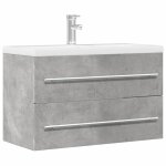 Armoire lavabo moderne - meuble sous vasque - gris b�ton 80x385x48 cm bois ing�nierie - 80x385x48 cm ...