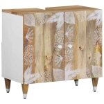 Armoire lavabo de salle de bain - meuble sous vasque - meuble de rangement et d�tag�re bois massif de ...