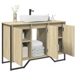 Armoire lavabo de salle de bain - meuble sous vasque - meuble de rangement et d�tag�re ch�ne sonoma 91x35x60 ...