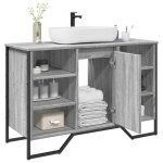 Armoire lavabo de salle de bain - meuble sous vasque - meuble de rangement et d�tag�re sonoma gris 91x35x60 ...