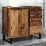 Armoire de lavabo de salle de bain - meuble sous vasque - meuble de rangement et d�tag�re vieux bois ...