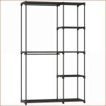 Armoire � linge textile - 2 poutres &amp 6 rayons - noir