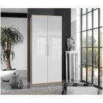 Armoire lingre gaby chne 2 portes laques blanc brillant