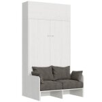 Armoire lit 120x190 cm avec canapé et meuble haut bois blanc kanto microfibre 41 Armoire lit 120x190 cm avec canapé et meuble haut bois blanc kanto microfibre 41