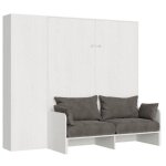 Armoire lit 140x190 cm avec canapé et colonne de rangement bois blanc kanto microfibre 41 Armoire lit 140x190 cm avec canapé et colonne de rangement bois blanc kanto microfibre 41
