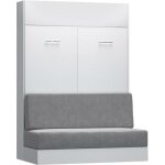 Armoire lit escamotable dynamo sofa canapé intégré blanc mat et microfibre gris couchage 140 x 200 cm ... Armoire lit escamotable dynamo sofa canapé intégré blanc mat et microfibre gris couchage 140 x 200 cm ...