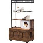 Armoire � liti�re pour chat - grand arbre � chat - cadre en m�tal - armoire en bois avec compartiment ...