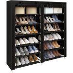 Armoire - meuble  chaussures avec housse en toile 7 couches tagre chaussures avec zip noir 469