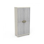 Armoire meuble de rangement 4 �tag�res int�rieur / ext�rieur coloris beige / gris - longueur 90 x profondeur ...
