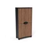 Armoire meuble de rangement 4 �tag�res int�rieur / ext�rieur coloris noir / marron - longueur 90 x profondeur ...