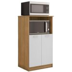 Armoire micro - onde 2 portes ch�ne et blanc 3 niches orion l61 h110. 6 p45. 8 cm - l 61 x l 45. 8 x ...