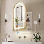 Armoire miroir led antibu�e avec capteur gestuel - 60cm meuble salle de bain - lumi�re 3 couleurs - 4 ...