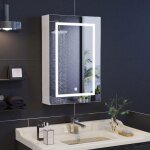 Armoire miroir salle de bains led 50x70cm 3 temp�ratures 3000k - 6400k miroir hd 2 �tag�res verre tremp� ...