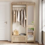 Armoire avec miroir et porte - v�tements ouvert rangement pratique avec tiroir et 2 portes pour couloir ...