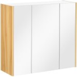 Armoire miroir salle de bain - kleankin - 3 portes - 4 tagres - aspect bois clair blanc