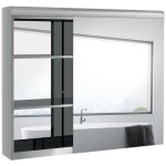 Homcom - armoire murale de salle de bain avec miroir - acier - 70x13x60cm - argent