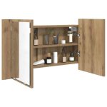 Armoire miroir de salle de bain - vidaxl - ch�ne artisanal - 80x12x45 cm - montage mural - bandes led ...