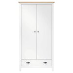 Armoire moderne � 2 portes - kalisse - 89x50x170 cm - bois de pin massif - blanc - 1 tiroir - 1 �tag�re ...