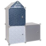Armoire modulable 3 cubes gar�on - rangement enfant - gris blanc et bleu - mat - enfant - bleu