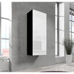 Armoire murale 1 porte 40 x 126 x 29cm noir et blanc finition brillante 3 compartiments rangement nora ... Armoire murale 1 porte 40 x 126 x 29cm noir et blanc finition brillante 3 compartiments rangement nora ...