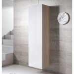 Armoire murale - luke v4 - 1 porte - blanc et sonoma - finition brillante - 4 compartiments
