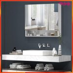 Armoire murale salle de bain - akozon - 12144 - 3 portes miroir - 4 compartiments - 90x15x75 cm