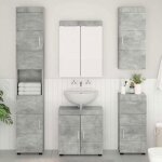Armoire murale de salle de bain avec �tag�re - vidaxl - tulum - gris b�ton - bois ding�nierie - finition ...