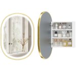 Armoire murale salle de bain avec miroir - homcom - �clairage led porte ovale anti - bu�e - alliage daluminium ...