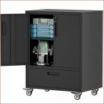 Armoire � outils m�tallique roulante ? heavy - duty �tag�res ajustables noir / gris