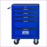 Armoire � outils roulante - 5 schublades � roulements � billes - acier pulv�ris� - noir &amp bleu