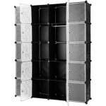 Armoire penderie 20 cubes en plastique portable et modulable noir et blanc - kangfun - moderne - 147x37x183cm ...