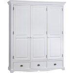 Armoire penderie blanche style anglais 3 portes 3 tiroirs 1643 x 1948 x 545 cm - l 164 x l 54. 5 x h ...