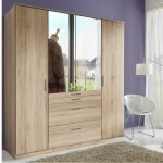 Armoire penderie décor chêne arron 4 portes battantes 4 tiroirs Armoire penderie décor chêne arron 4 portes battantes 4 tiroirs