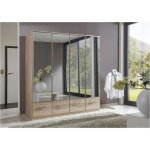 Armoire penderie dingle 4 portes miroirs 4 tiroirs largeur 179 chne